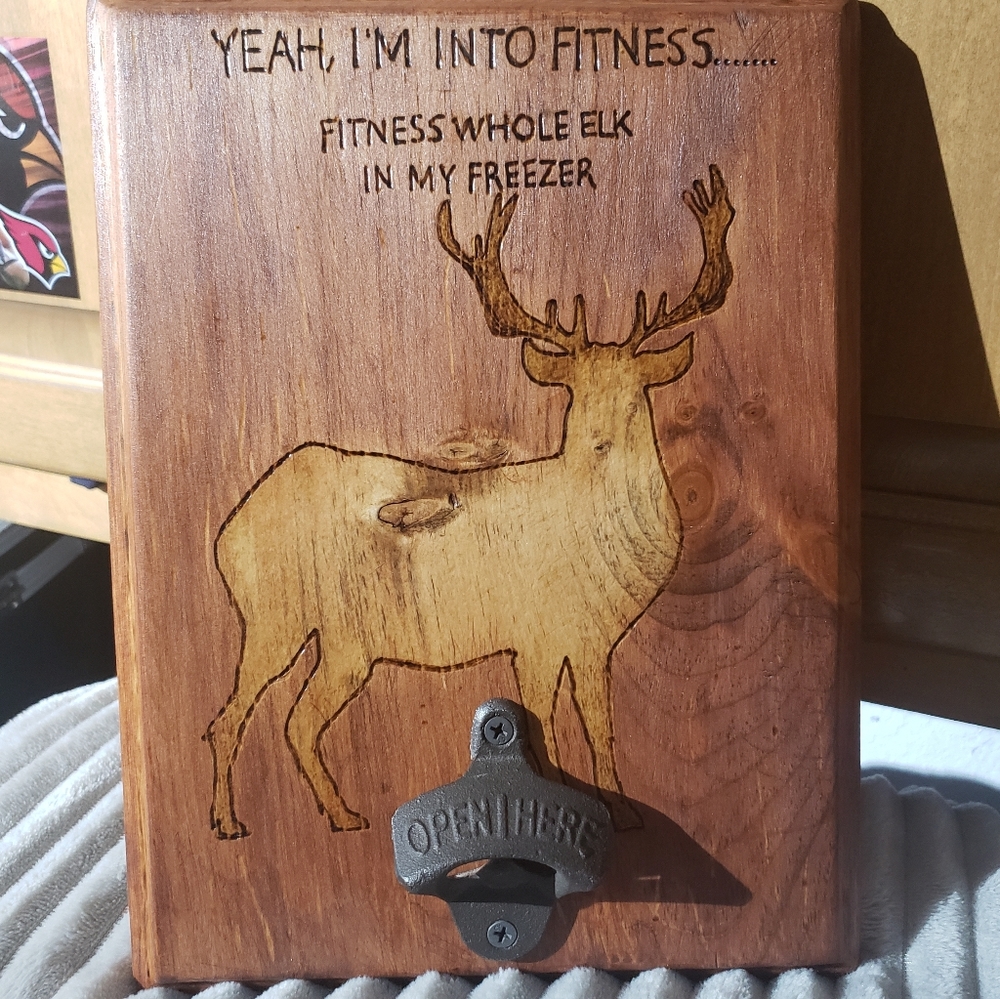 Wood Burned Bottle Opener Sign